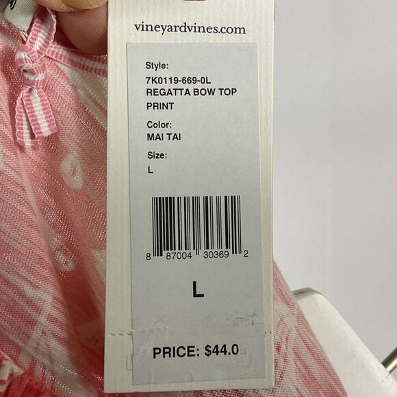 NWT Vineyard Vines Regatta Bow Top Print, color is Mai Tai, Girls Size Large/14 - Picture 6 of 10